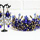 Corona grande azul hecha de piedras Dolce Gabbana style. Tiaras. Beaded jewelry by Mariya Klishina. Ярмарка Мастеров.  Фото №5