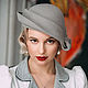 Velour women's hat 'Coquette grey', Hats1, Moscow,  Фото №1