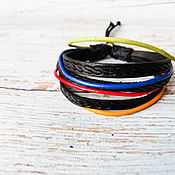 Украшения handmade. Livemaster - original item Leather bracelet with embossed Stripes. Handmade.