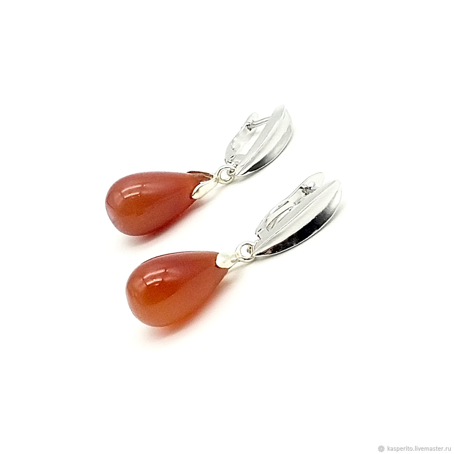 Серьги Капля с натуральным сердоликом в интернет-магазине Ярмарка ...