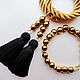 Earrings-brush 'Gold' Paris gold plated hematite, Tassel earrings, St. Petersburg,  Фото №1