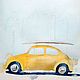 Painting with a yellow car and palm trees with a blue sky on a white background Mosk. Pictures. Olga Ermakova art. My Livemaster. Фото №4