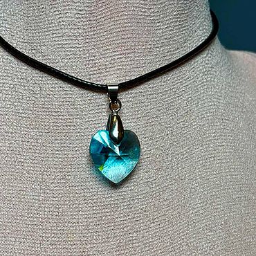 Украшения ручной работы. Ярмарка Мастеров - ручная работа Подвеска на шею Swarovski Голубое сердце 18 mm. Handmade.