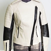 Одежда handmade. Livemaster - original item Moto leather jacket women`s beige. Handmade.