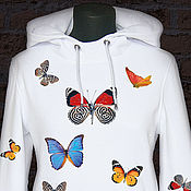 Одежда ручной работы. Ярмарка Мастеров - ручная работа Butterfly hoodie In the snow. Handmade.