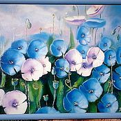 Картины и панно handmade. Livemaster - original item Oil painting blue flowers 