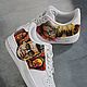 Кроссовки белые Nike Air Force 1 унисекс, кастом, ручная роспись. Кроссовки. Olgavolgoart. Роспись одежды и обуви. Кастом. Ярмарка Мастеров.  Фото №9