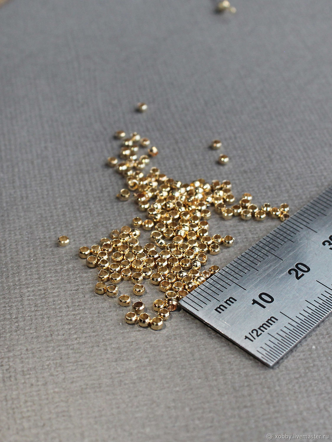 Кримпы зажимные для бижутерии золотые 18K real gold, латунь 100шт в ...