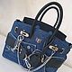 Джинсовая сумка a'la Jane 30 в стиле Birkin. My Handmade. Классическая сумка. Magic denim in art. Ярмарка Мастеров.  Фото №7