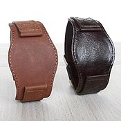 Украшения handmade. Livemaster - original item Brown Leather Watch Bracelet, Wide Leather Watch Bracelet. Handmade.