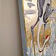 Interior Painting with silver and gold Crane and frog. Pictures. art-magazinchik-klevera-bleka. My Livemaster. Фото №5