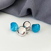 Набор браслетов из натуральных камней черно-голубой