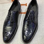 Обувь ручной работы handmade. Livemaster - original item Men`s shoes, crocodile leather, in dark blue.. Handmade.