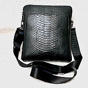Сумки и аксессуары handmade. Livemaster - original item Men`s shoulder tablet bag, made of python leather, in black.. Handmade.