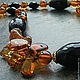 Necklace and bracelet made of amber and black onyx, Necklace, Murmansk,  Фото №1