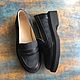 Loafers View black leather / black nubuck smooth sole, Loafers, Moscow,  Фото №1