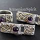 Серьги и кольцо из серебра с натуральным аметистом Armenian Spirit, Комплекты украшений, Ванадзор,  Фото №1