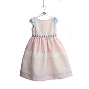 Платье (туника) для девочки из голубого шелкового платка  и трикотажа