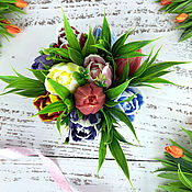 Косметика ручной работы handmade. Livemaster - original item Soap bouquet in a glass Tulips of different colors. Handmade.