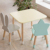 Children's round table and chair Bunny (color of nature)