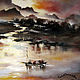 Painting landscape sunset oil on canvas FISHING BOATS AT SUNSET. Pictures. pictures & decor of TanyaSeptember. My Livemaster. Фото №5