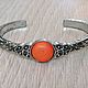 Silver tone bangle with an orange insert, Vintage bracelets, St. Petersburg,  Фото №1