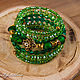 Multi-row bracelet on memory wire made of lampwork beads green, Bead bracelet, Irkutsk,  Фото №1