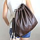 Chocolate Backpack Bag leather medium with pocket, Backpacks, Moscow,  Фото №1