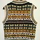 Walnut V/Жаккардовый жилет из твида и альпаки S/M Fair isle vest. Жилеты. Sculptural Crochet. Ярмарка Мастеров.  Фото №4