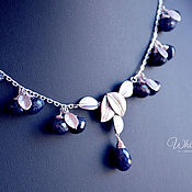 Украшения handmade. Livemaster - original item Necklace with sapphires and accessories in the form of leaves. Handmade.