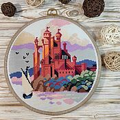 Картины и панно handmade. Livemaster - original item Cross-stitch Princess Castle on a cliff. Handmade.