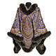 Poncho from a scarf pavlovoposadskaja 'Magical pattern' with fur 1290-14/178, Ponchos, Moscow,  Фото №1