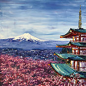 Картины и панно handmade. Livemaster - original item Oil painting Japanese motifs of Mount Fuji. Handmade.