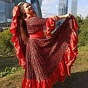 Цыганский костюм "Осенний" с коричневой оборкой