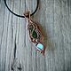 Order Copper pendant with jade wire wrap. selenawirejewelry. Livemaster. . Pendant Фото №3