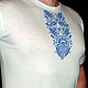 T-shirt men`s protective Family. 100% cotton. Cross-stitch the collar.
