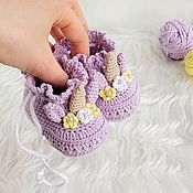 Пинетки носочки вязаные для новорожденного на выписку в подарок