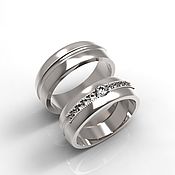 Свадебный салон handmade. Livemaster - original item Paired wedding rings with stones male and female silver (OB46). Handmade.