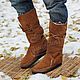 Order Winter Boots moccasin Suede Fur sheepskin Red. Katorina Rukodelnica HandMadeButik. Livemaster. . Moccasins Фото №3