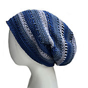 Аксессуары ручной работы. Ярмарка Мастеров - ручная работа Knitted Beanie Blue hat. Handmade.