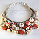 A necklace Born of the sea, linen necklace with coral and shell orange. Necklace. Ritasdreams (ritasdreams). My Livemaster. Фото №4