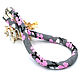 Sakura necklace, bead harness, gray, pink color, Necklace, Ryazan,  Фото №1