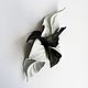 Domino leather flower brooch black and white black and white, Brooches, Moscow,  Фото №1