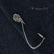 Copper leaf pendant with black agate, aquamarine and pearls