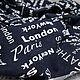 Кулирка Надписи Лондон-Париж. Ткани. Сукно Ткани. Интернет-магазин Ярмарка Мастеров.  Фото №2