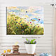 Oil painting with wild and meadow flowers. Flowers in the wind in the field, Pictures, Moscow,  Фото №1