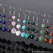 Украшения handmade. Livemaster - original item Long hanging earrings with natural stones beads 3 pieces to order. Handmade.