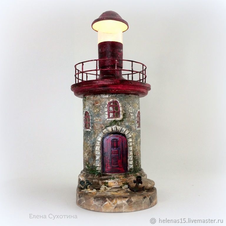 Маяк-светильник №1 Домик-светильник из бутылки Светильник-маяк Декупаж ...