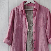 Одежда handmade. Livemaster - original item Dusty pink women`s shirt made of 100% linen. Handmade.