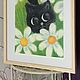 Oil pastel painting children's cat in daisies 'Hello' 297h420mm. Pictures. Larisa Shemyakina Chuvstvo pozitiva (chuvstvo-pozitiva). Ярмарка Мастеров.  Фото №6